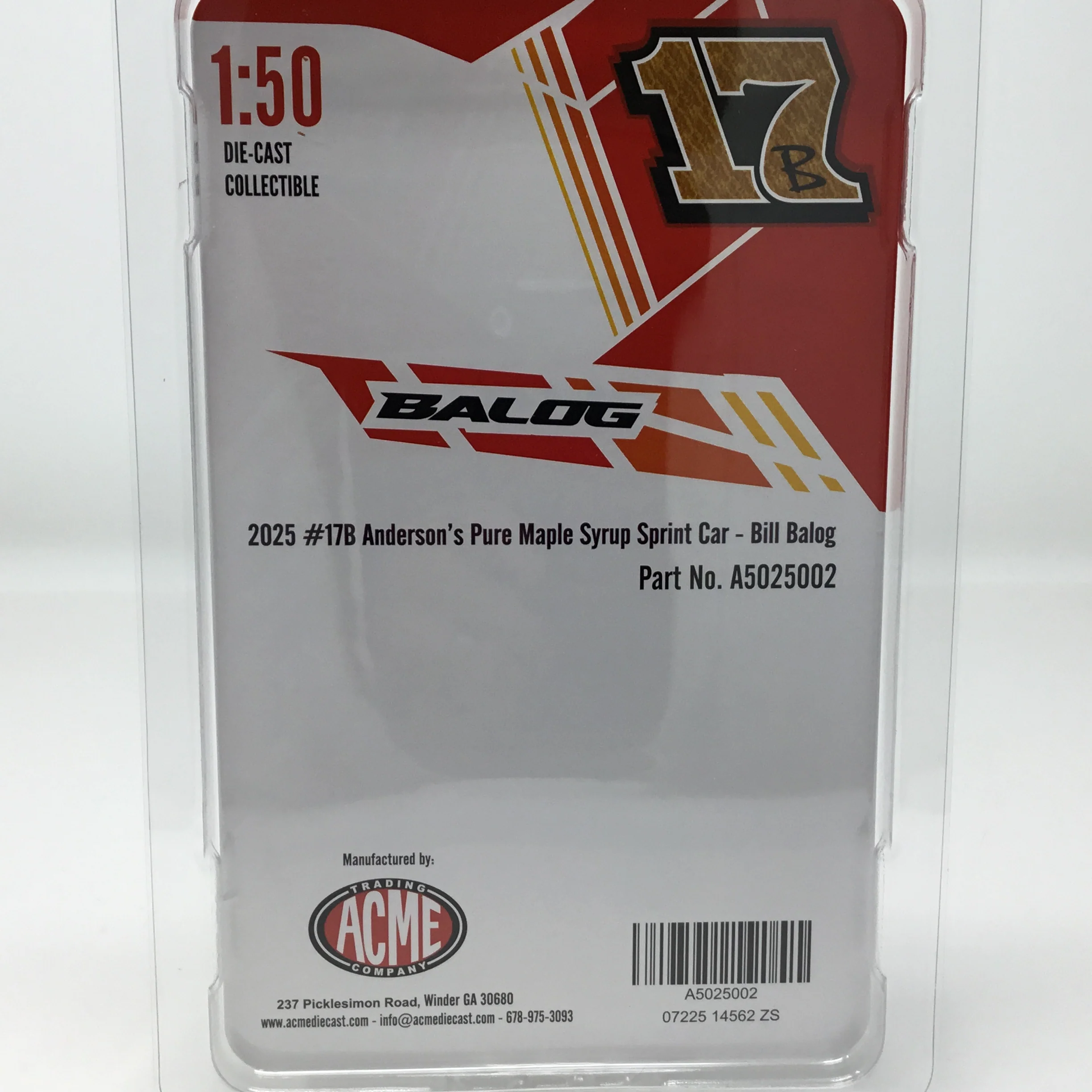 Bill Balog 2025 Anderson's Pure Maple Syrup Sprint Car 1:50 Diecast - Image 3