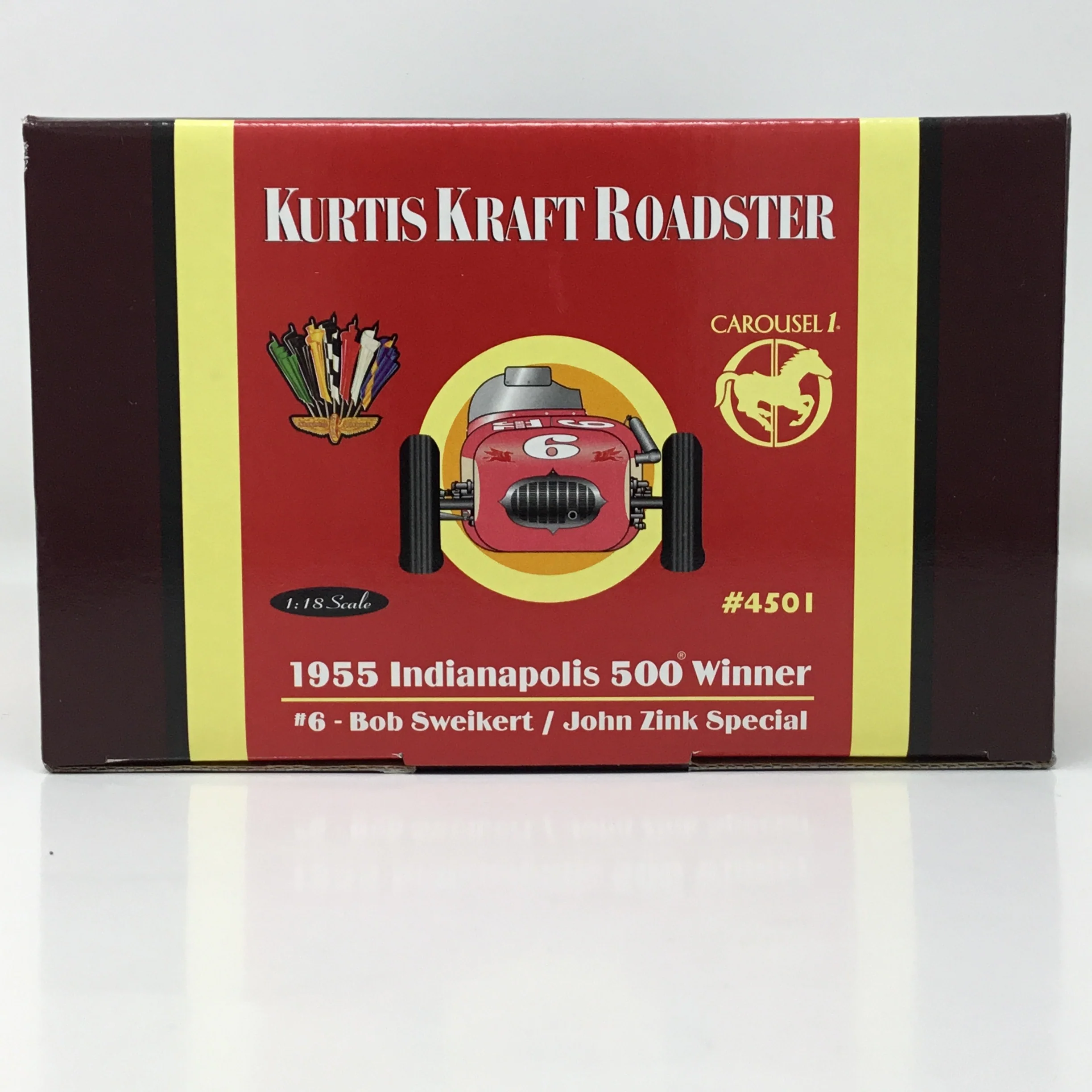Bob Sweikert 1955 Carousel 1 Kurtis Kraft Roadster Indianapolis 500 Winner John Zink Special 1:18 Diecast #4501 - Image 6