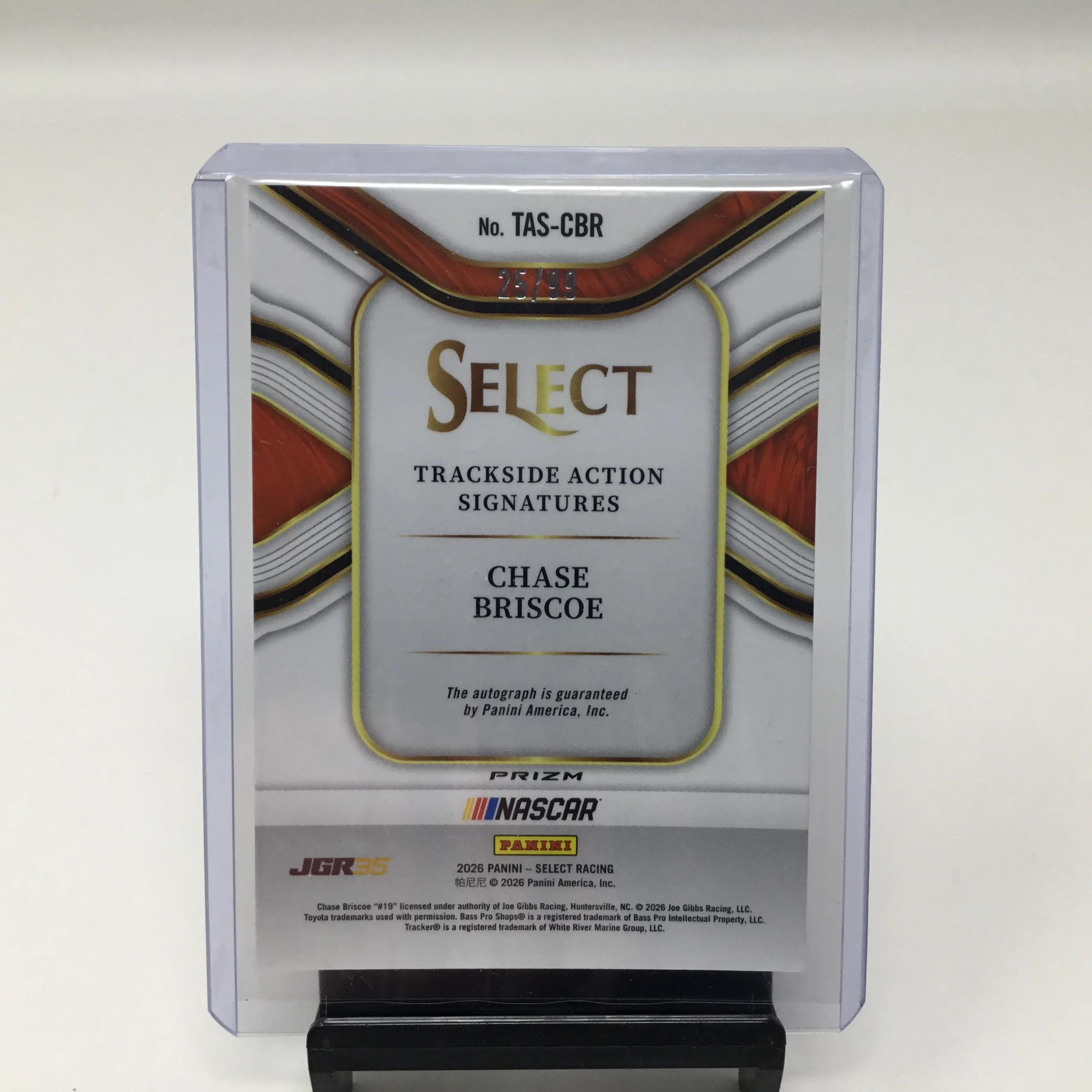 Chase Briscoe 2026 Panini Select Trackside Action Signatures Autographed Card 25/99 - Image 2