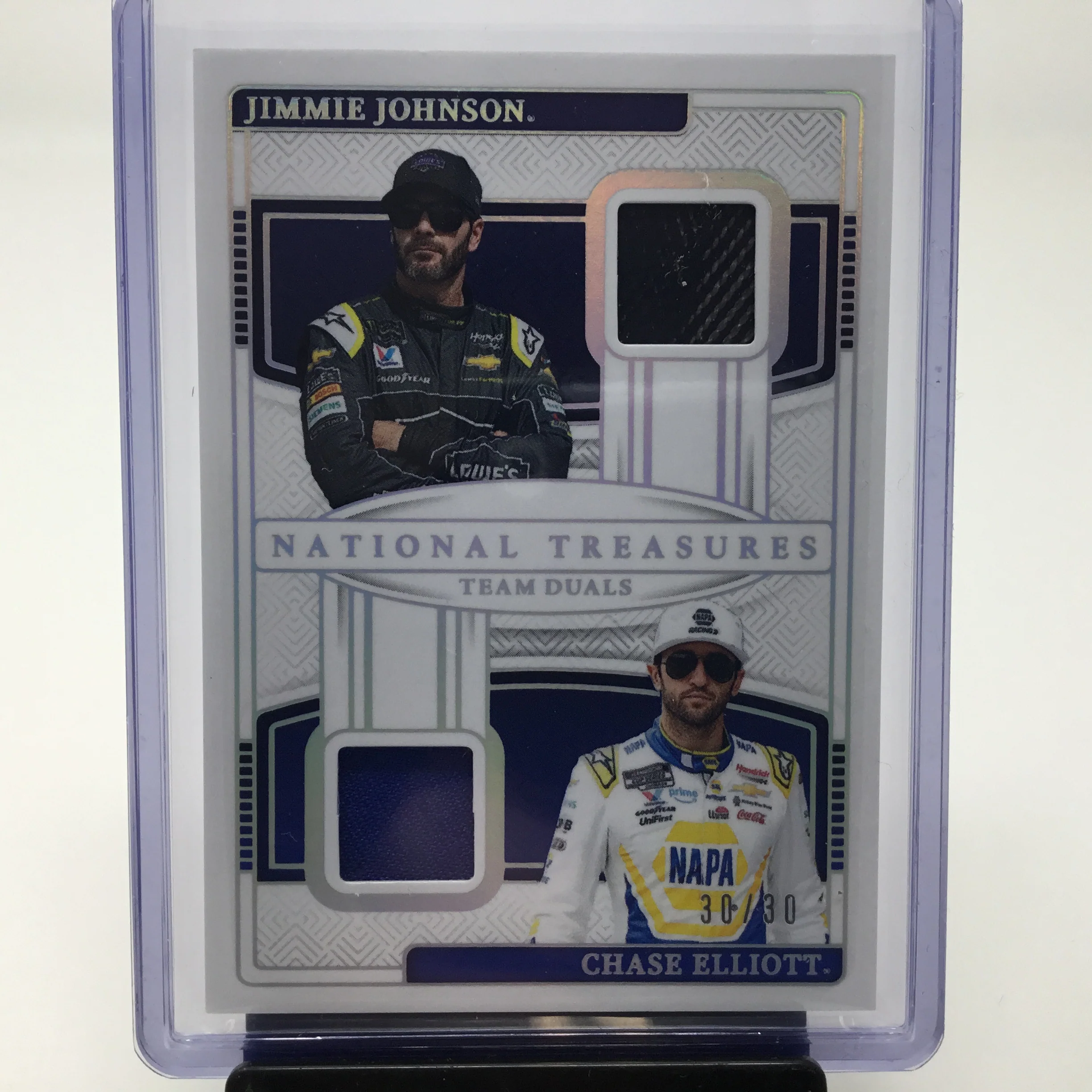 Chase Elliott / Jimmie Johnson 2025 National Treasures Team Duals Dual Patch Card 30/30