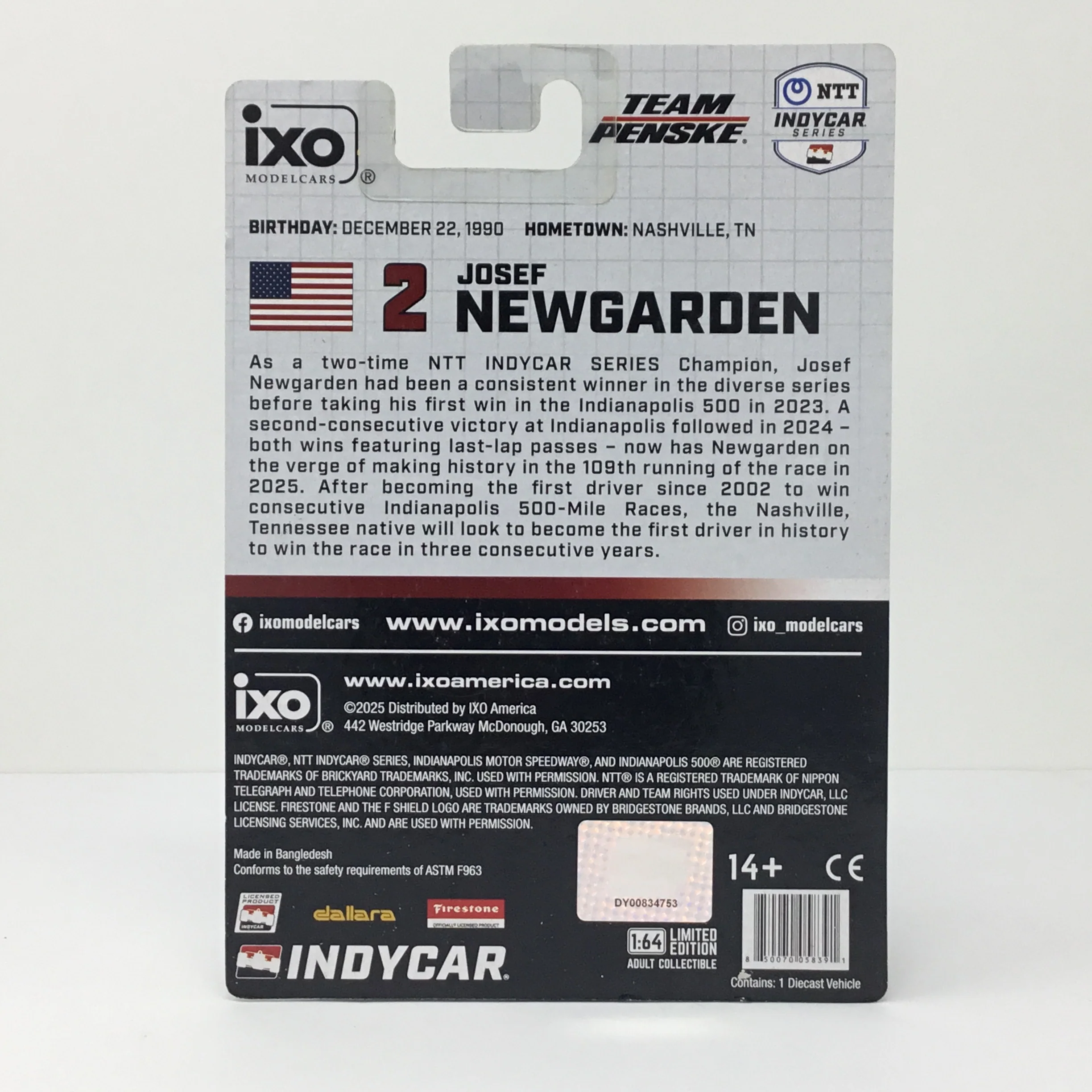 Josef Newgarden 2025 Astemo / Team Penske 1:64 Diecast - Image 2
