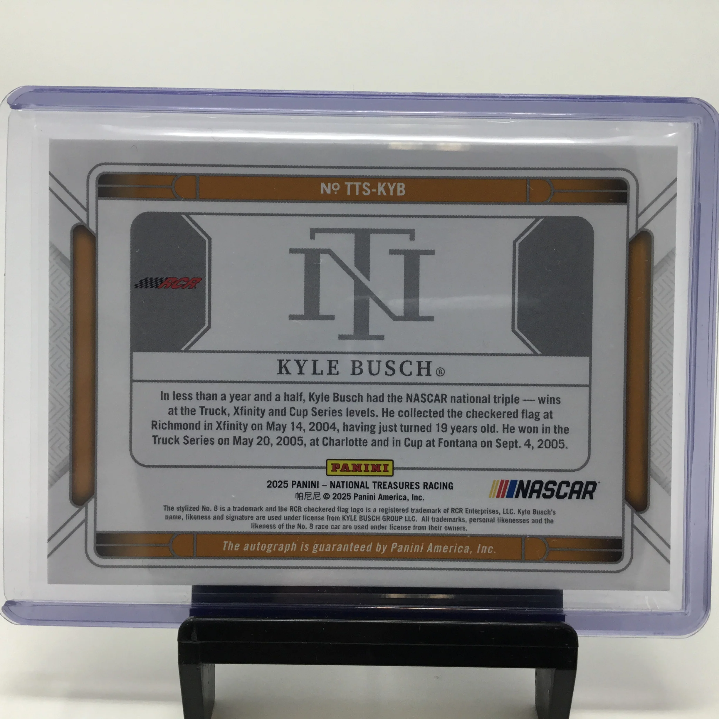 Kyle Busch 2025 National Treasures Triple Threat Signers Autographed Card 08/25 - Image 2