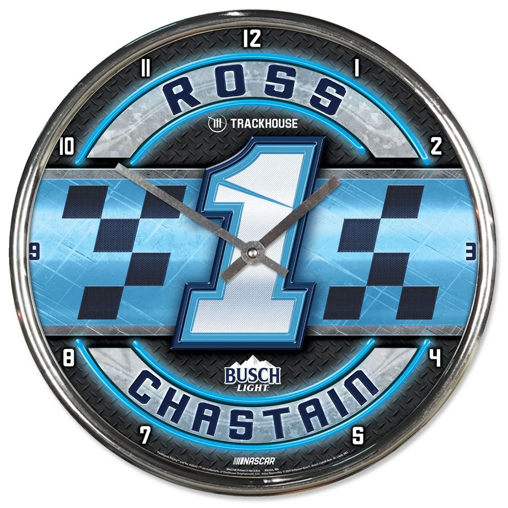 Ross Chastain 2025 Busch Light Chrome Wall Clock